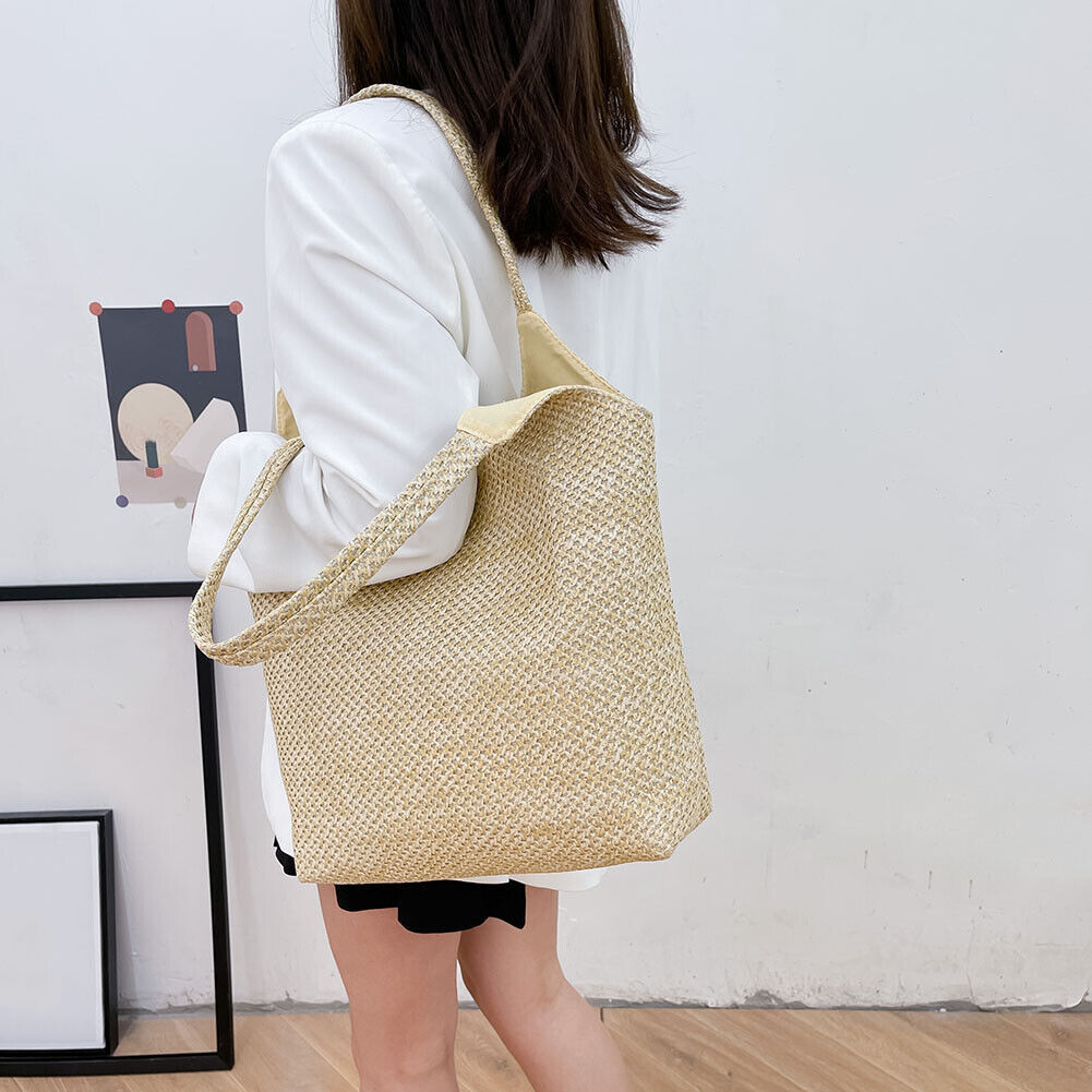 Fashion Women Straw Weave Shoulder Underarm Bag Beach Large Capacity Tote