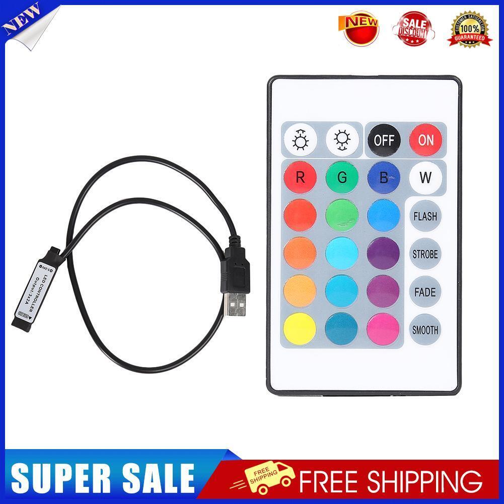 IR 24 Keys LED Light Strip Remote Controller w/5-24V RGB Controller (0.5m)