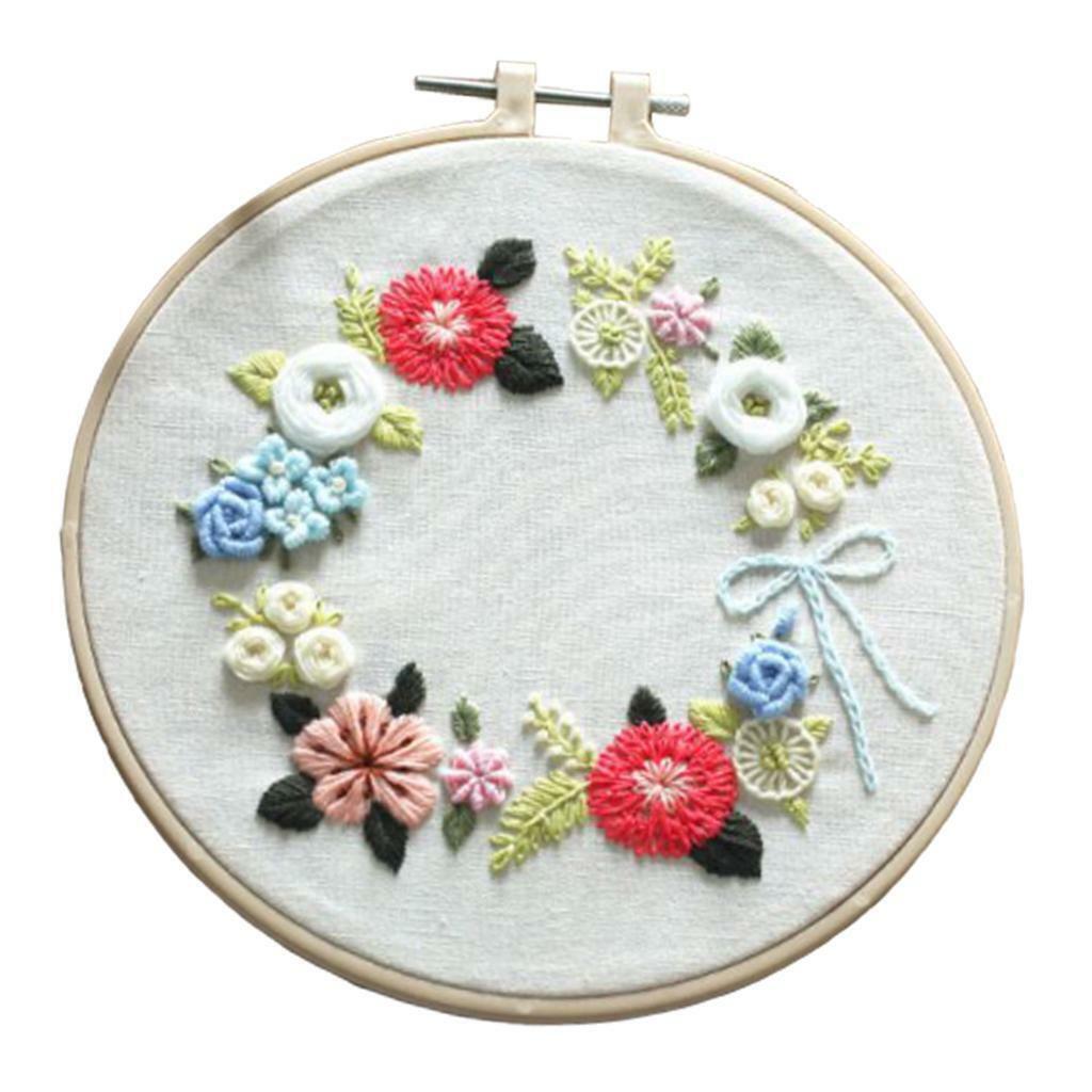 Floral Embroidery Starter Kit   Cloth Hoop Floss Kits