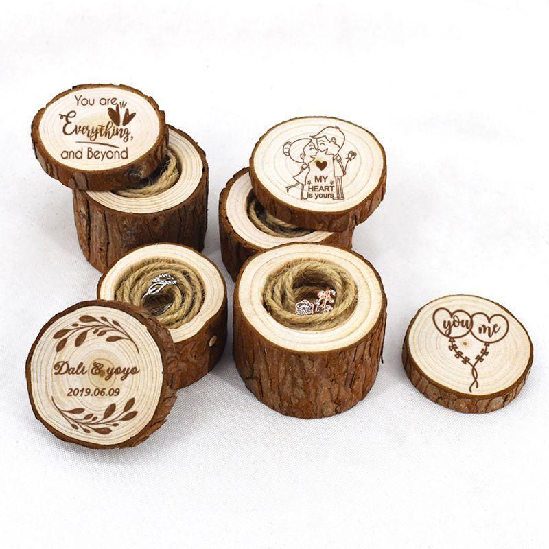 Handmade Blank Wedding Ring Box Natural Wood Jewelry Dispaly Rustic Ring Box