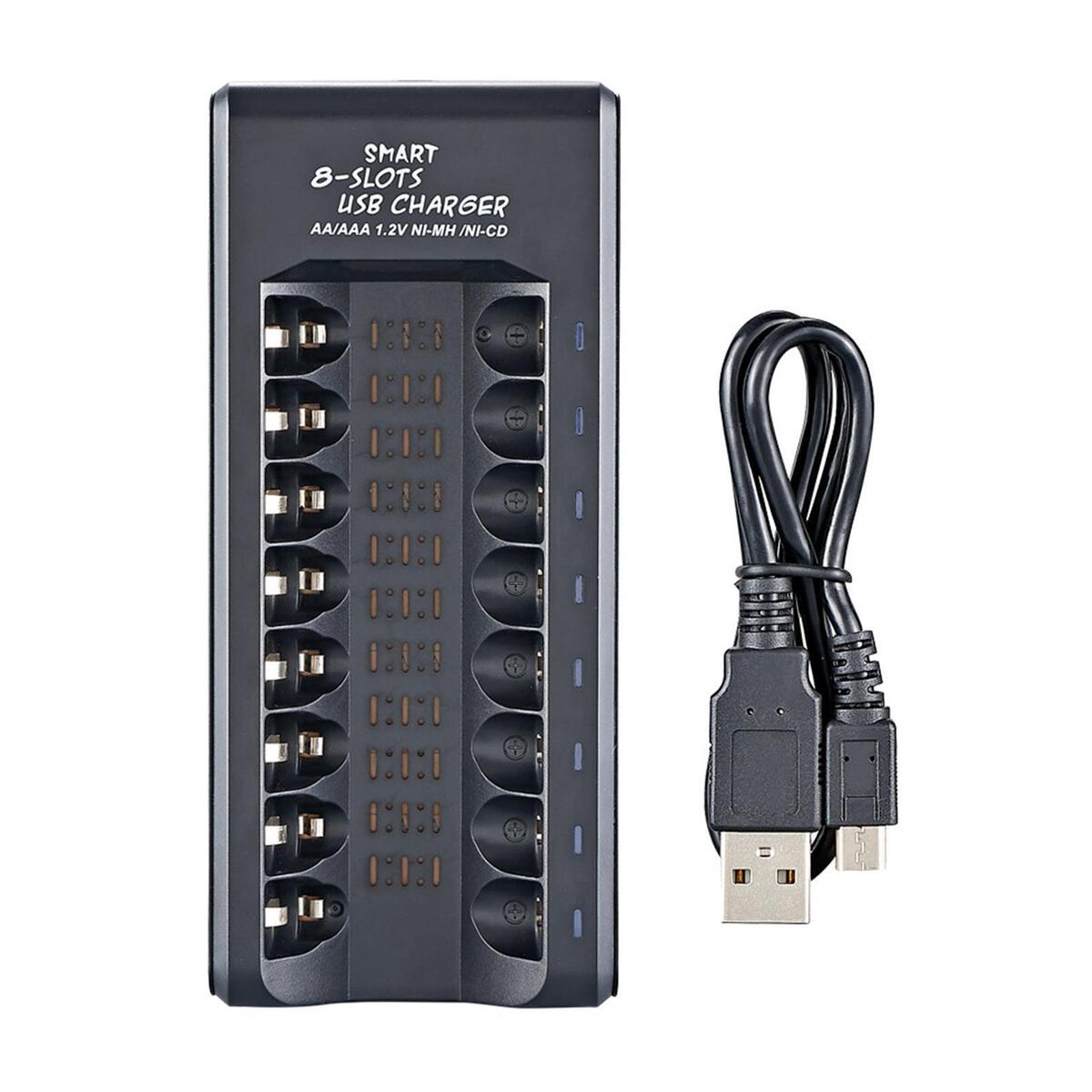 Smart 8 Slots 1.2V AA/AAA Battery Rechargeable USB Charger Multi-Protection