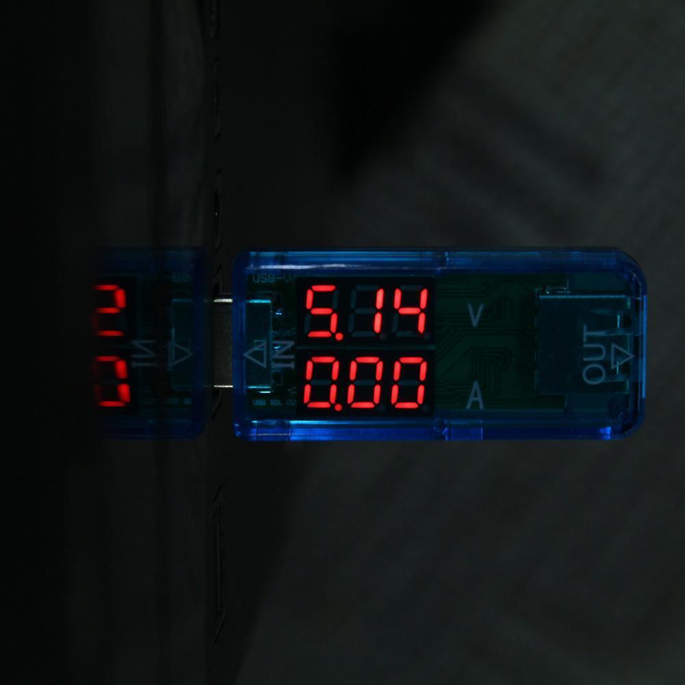 USB Charger DC 3.2-10V 0-3A Red+Red LED Display Current Voltage Meter(Blue)