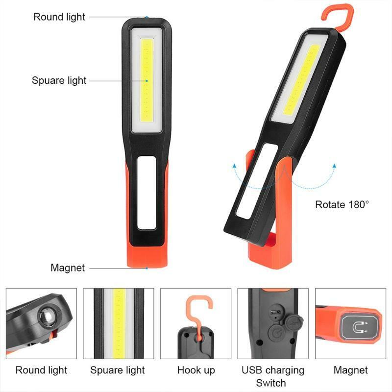 USB Inspection Lamp with Bright COB LED for Household Outdoor Hiking Work Light