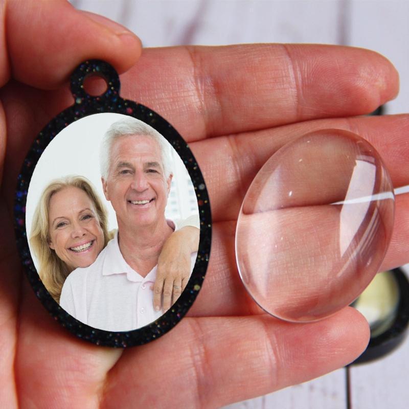 Silicone Pendant Tray Glass Cabochon Set for Photo Necklace Jewelry Making DIY
