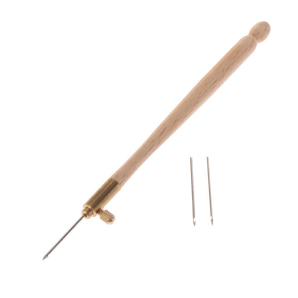 Wooden Handle  Hook & 3 Interchangeable Needles Embroidery Crochet