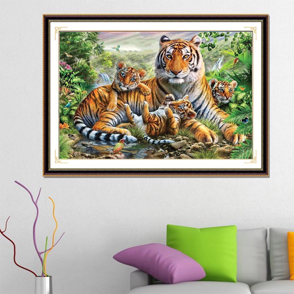 Diamond Embroidery DIY Diamond Painting Tiger Family Forest Cross Stitch