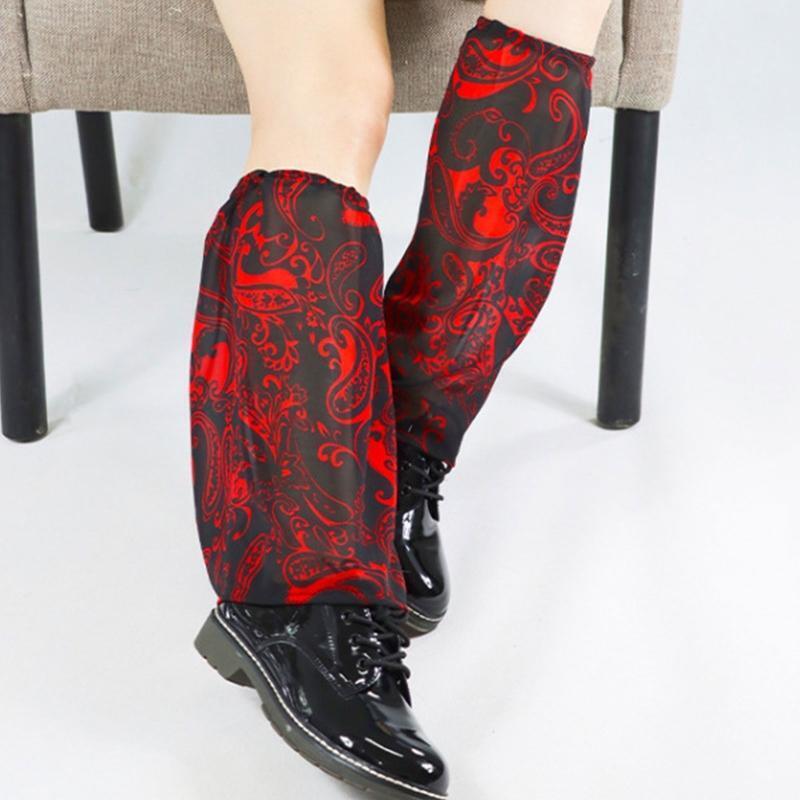 Women Gothic Baroque Thin Leg Warmers Lolita Paisley Foot Cover Knee High Socks