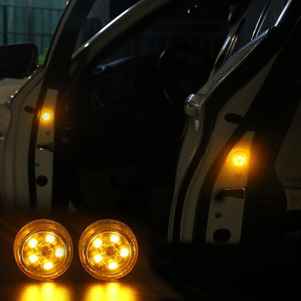 2pcs LED Car Door Warning Lights Anti Rear-end Collision Lamps (Yellow 5LED
