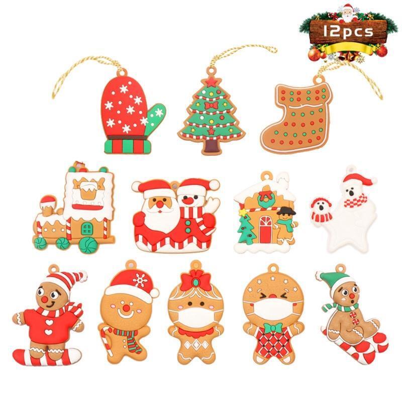 12x Christmas Tree Decor Mini Gingerbread Man Ornaments Hanging for Xmas Party