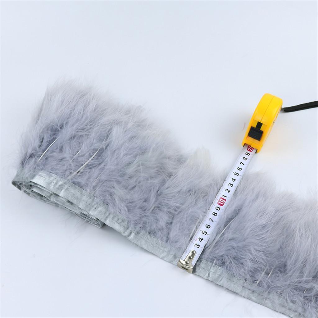 2m Turkey Feather Fringe Trims Lace Ribbon Sewing Decoration gray 2PCS