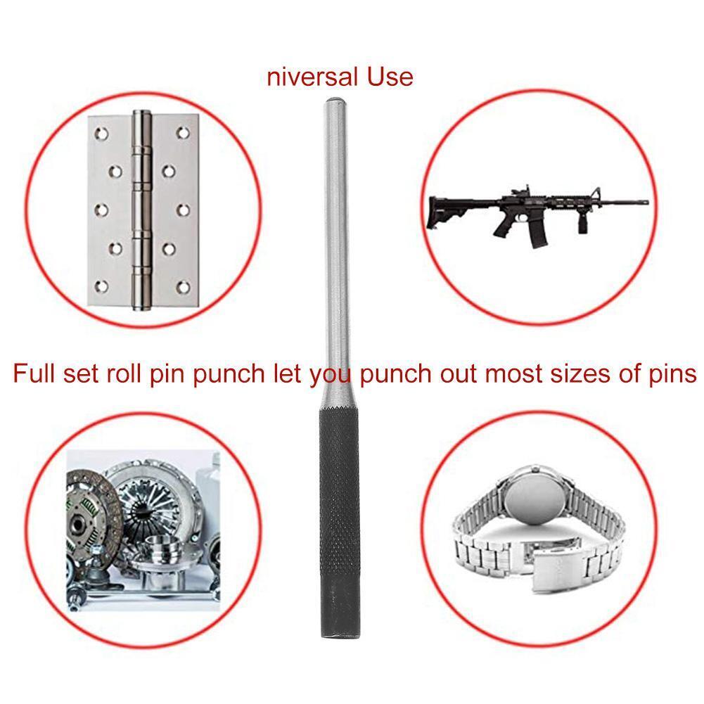 9pcs Multi Size Round Head Pins Set Punch Steel Grip Roll Pins Punch Tool