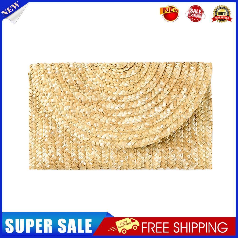 Women Wheat Straw Woven Clutch Bag Handmade Beach Travel Envelope Handbags