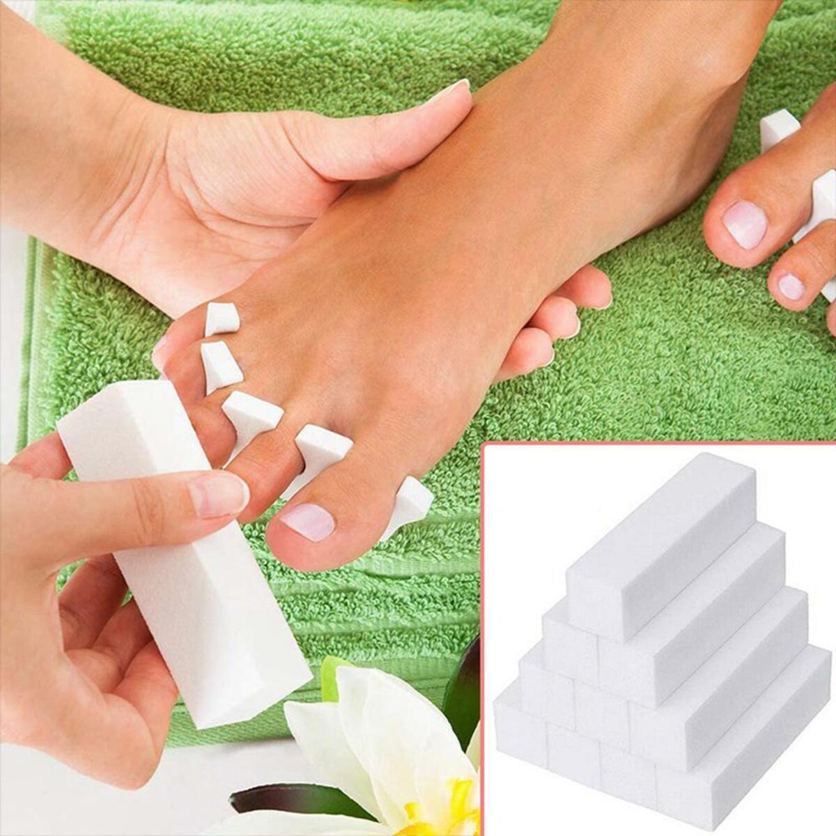 10 Pieces Nail Buffer Block Fingernails White Polisher for Manicure Pedicure