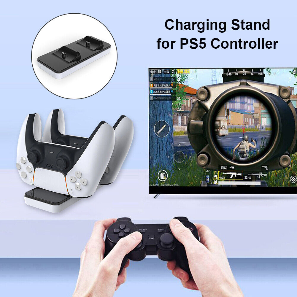 Dual USB C Charging Cradle for DualSense Controller Charger with USB Cable