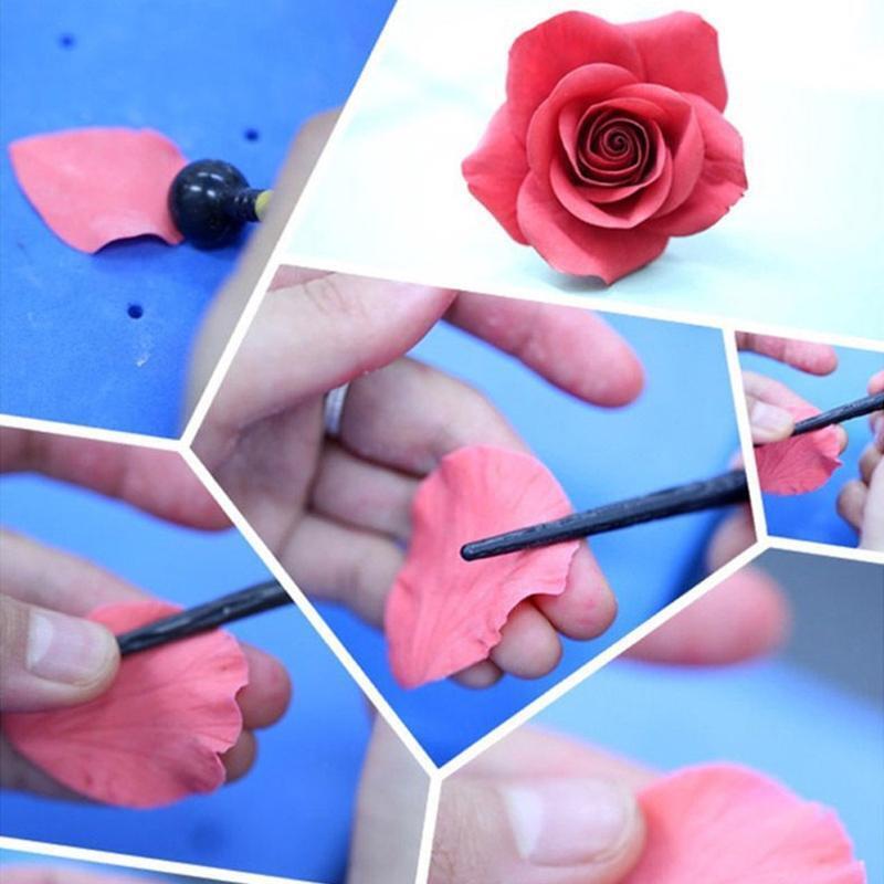 4pcs Fondant Wedding Cake Flower Decoration Carved Pen Petal Design Tool