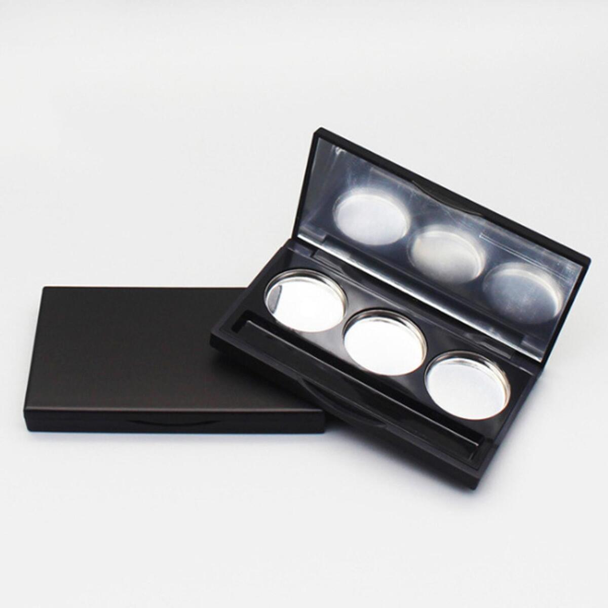 2x 3 Grids Empty Eyeshadow Box Round Aluminum Palette Pans Case Women Girls