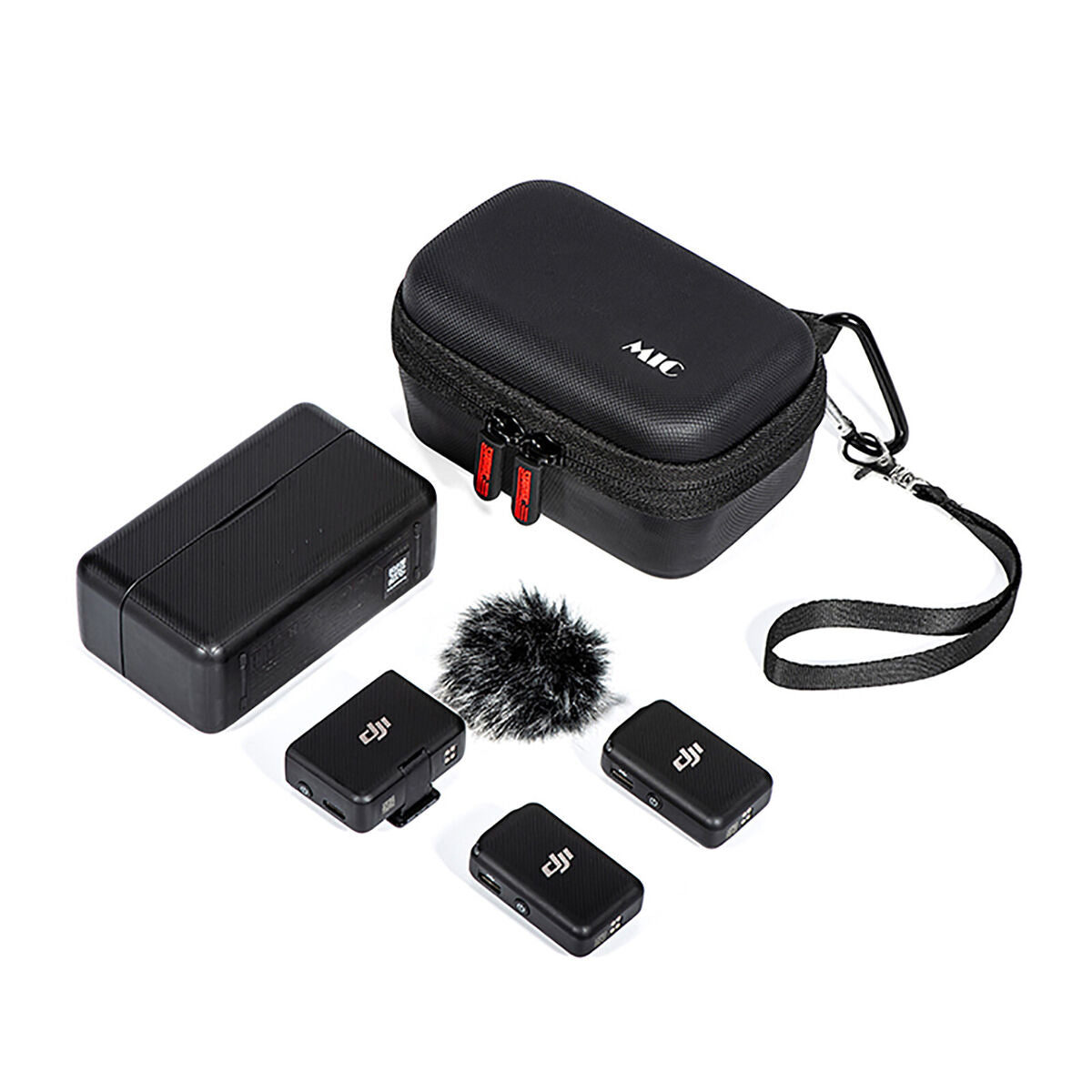 Portable Storage Bag Diamond Pattern Pu Storage Bag for DJI Mic Accessories A2UK