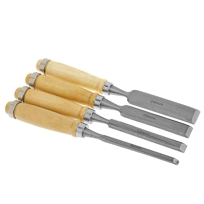 4Pcs/Set Wood Sculpture Flat Chisel DIY Woodworking Hand Tool