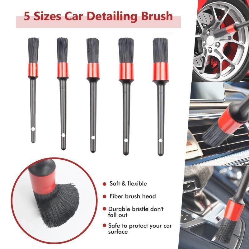 19Pcs Detailing Brushes Car Drill Brush Wash Mitt Wax Pads Wash Towels Kit