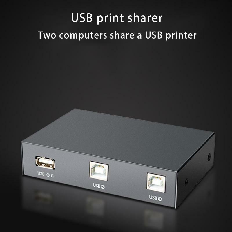 2 in 1 Out USB Print Sharer, 2 USB 2.0 Ports Splitter Sharing Device Switch Box