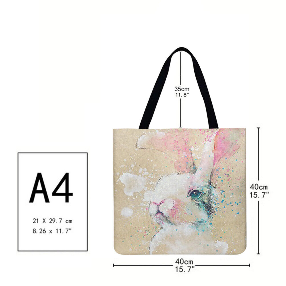 Colorful rabbit Printed Shoulder Shopping Bag Casual Large Tote Handbag