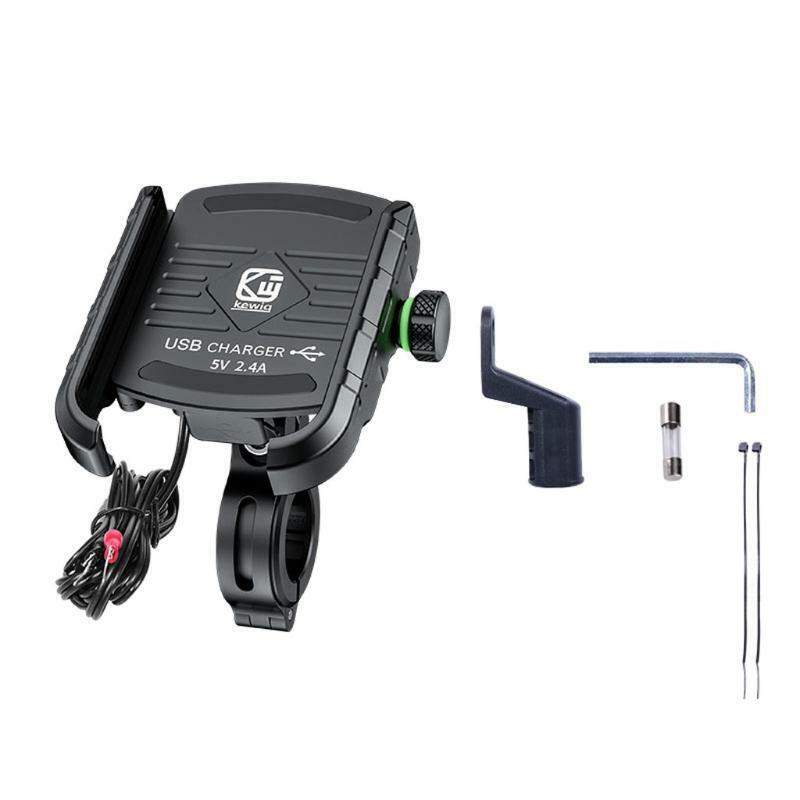 12V-90V Motorcycle E-bike Handlebar Rear-View Mirror Cellphone Stand USB Charger