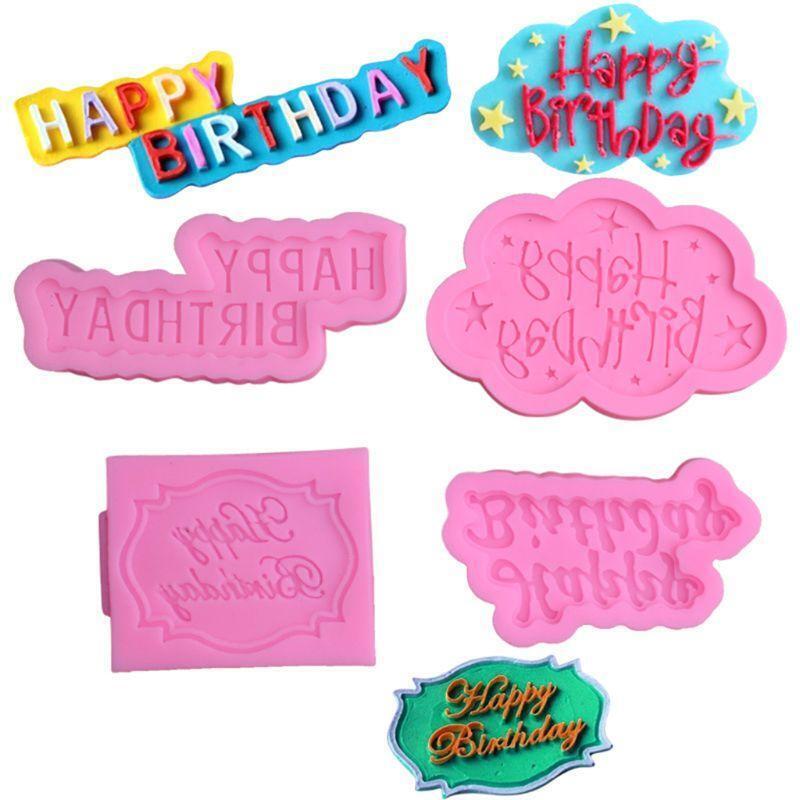 4 PCS Happy Birthday English Letters Silicone Mold Alphabet Cake Decoration