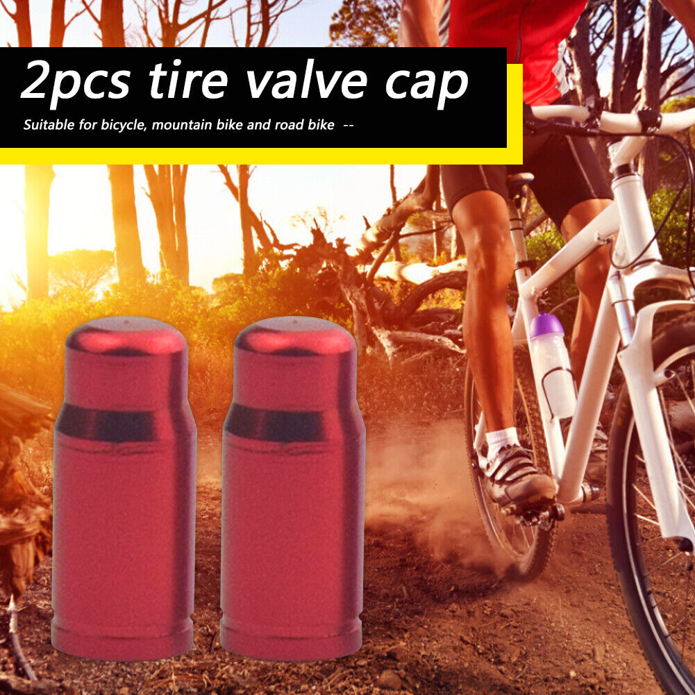2x Bicycle Presta Tire Valve Cap Aluminum Alloy Bike Valve Cover (Red)