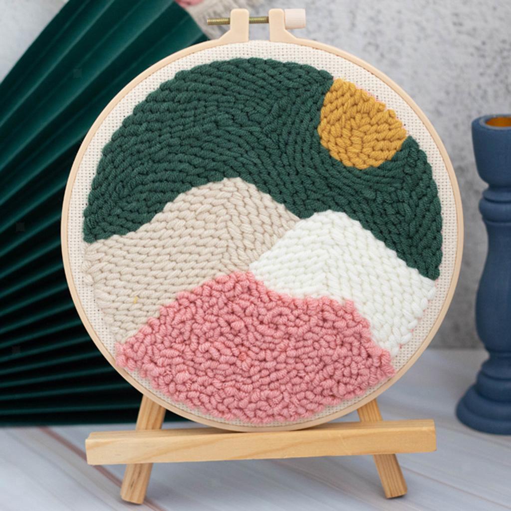 Punch Needle Kits with  Tools Soft Yarn for  Landscape Scenery