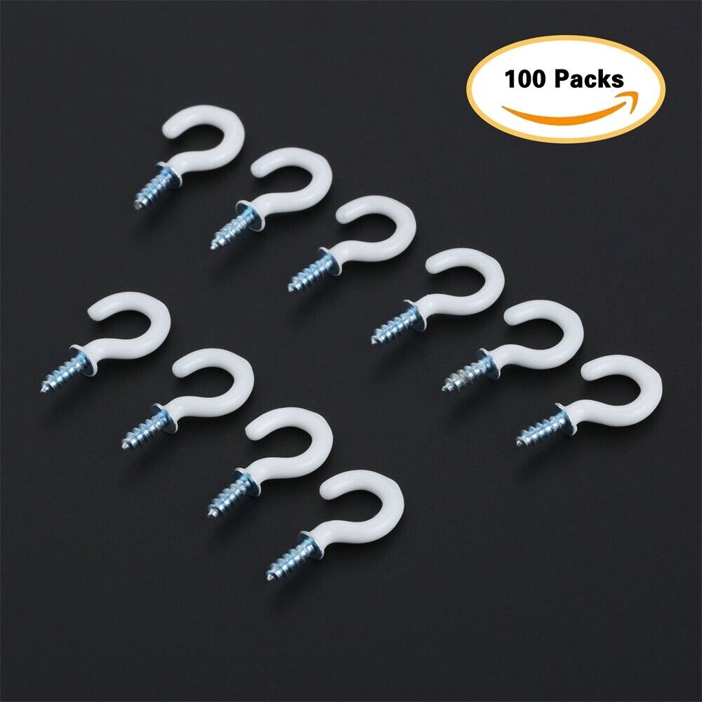 100Pcs 0.94" Strong Sharp Vinyl Coated Ceiling Hooks Space-saving Household Item