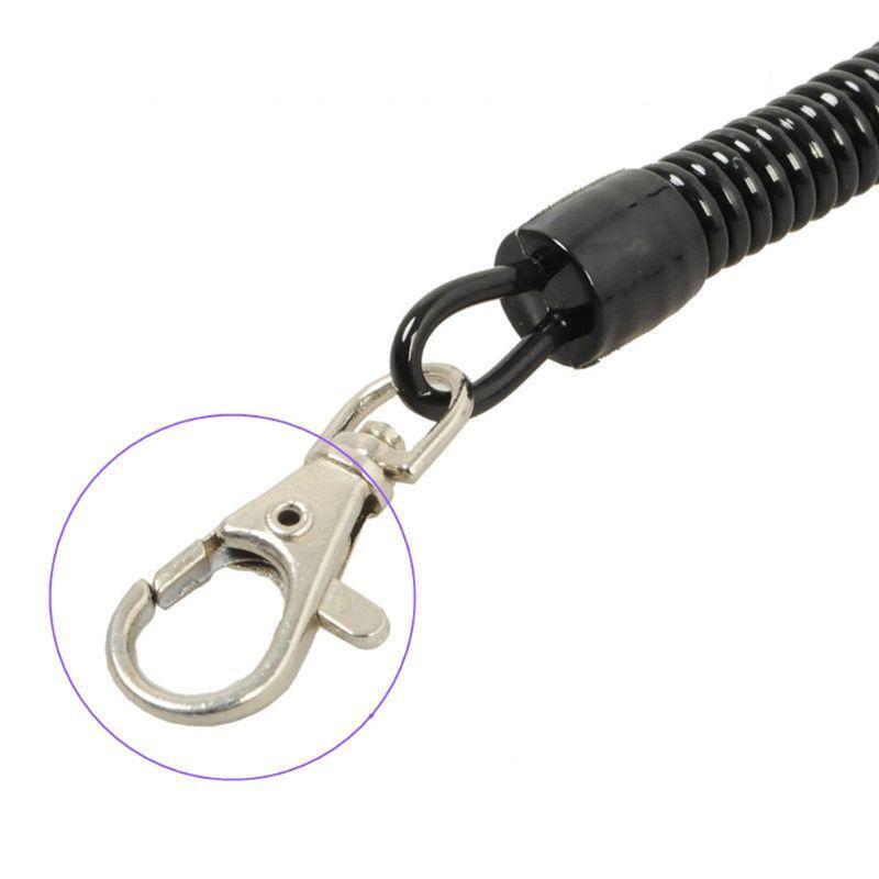 10 Pieces Black Metal Key Chain Spring Rope Black Elastic Rope for Scuba Diving