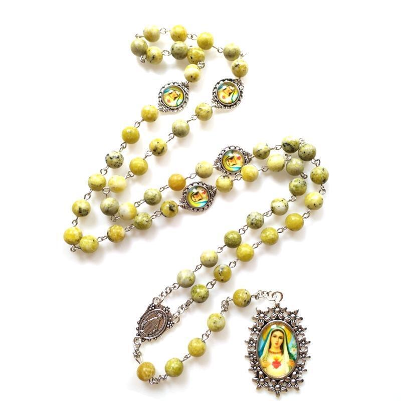 Natural Turquoise Necklace Alloy Long Bead Chain Pendant Ornament