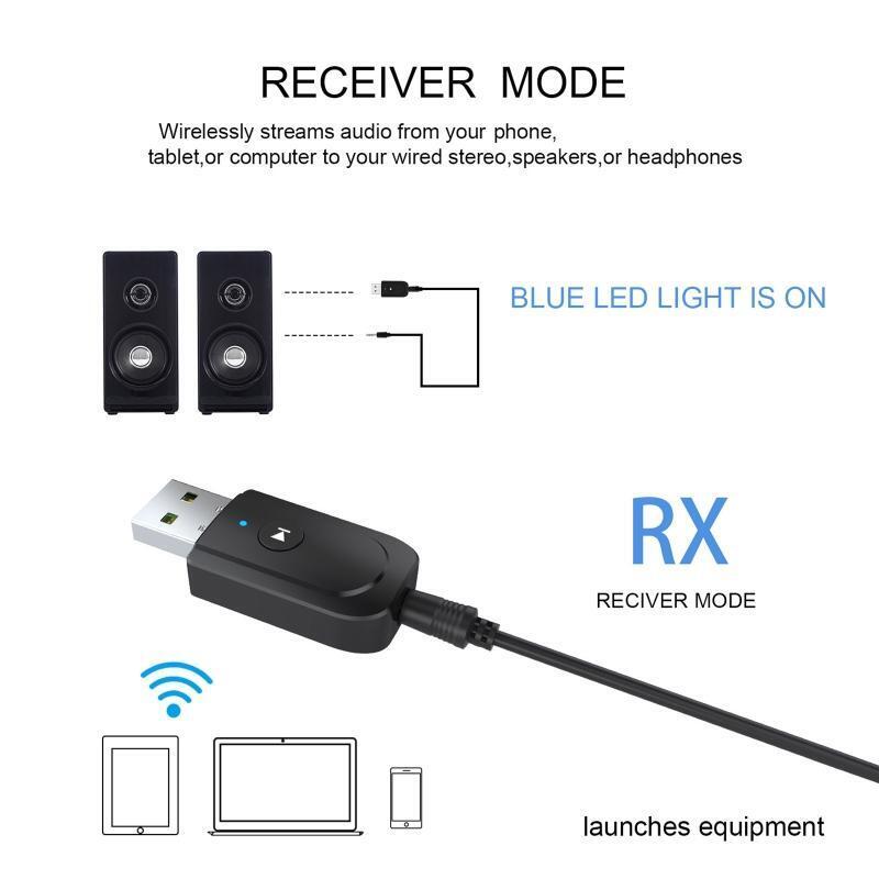 3 in1 Wireless Car 3.5mm Audio Adapter Mini Bluetooth-compatible 5.0 Transmitter