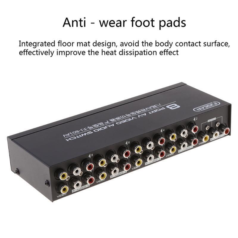 8-Way AV Switch RCA Switcher 8 in 1 out Composite Video L/R Selector Box for DVD