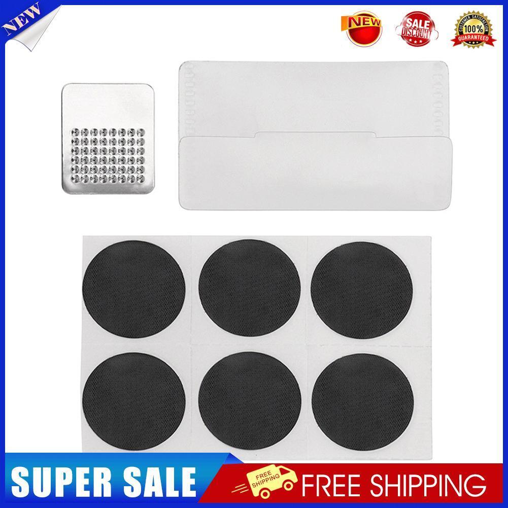 6pcs Glue-Free Round Bike Inner Tire Repair Patch w/ Tire Polishing Pad Set