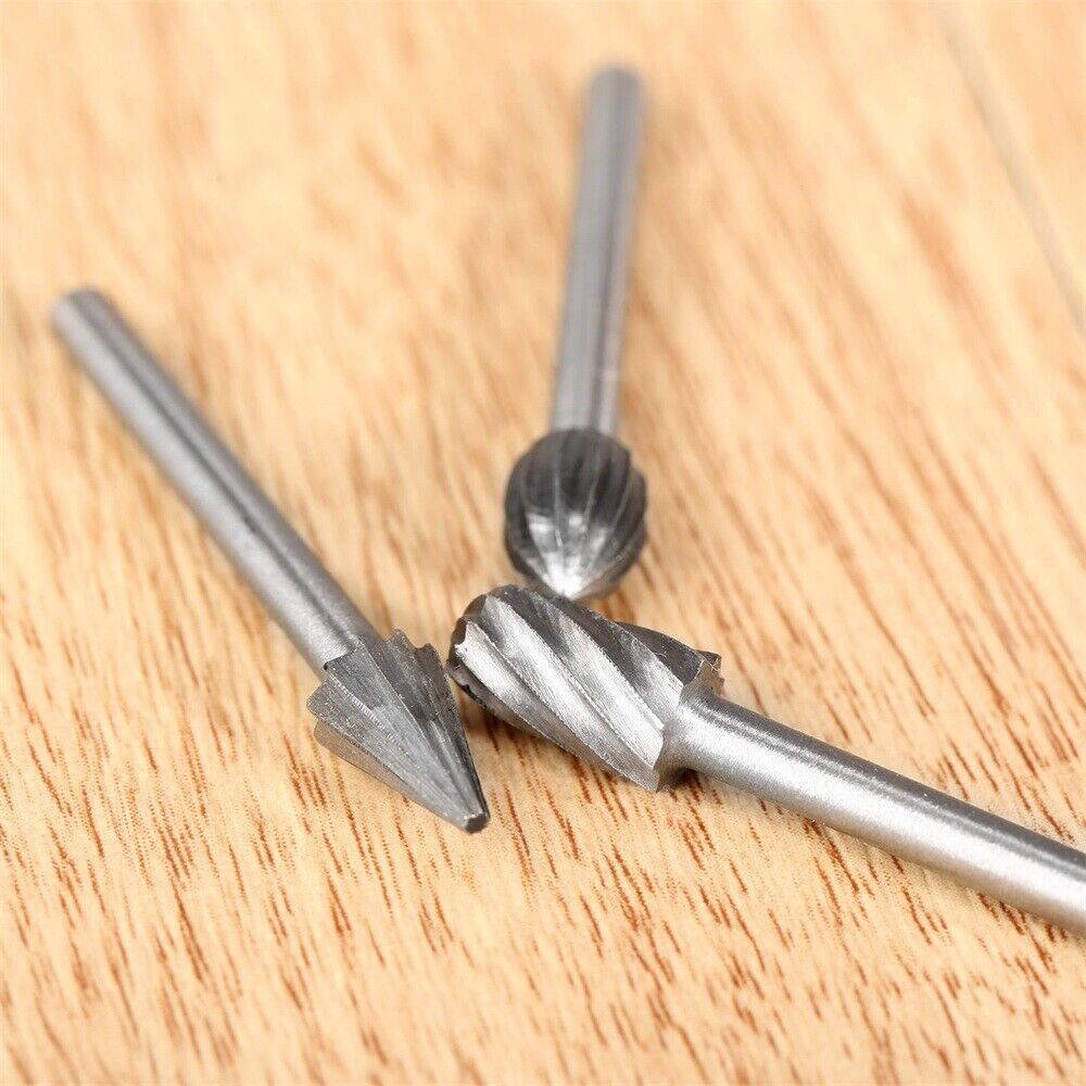 10pc Engraving Cutting Beveling Polishing Burr Rotary File Drill Bits 1/8" Shank