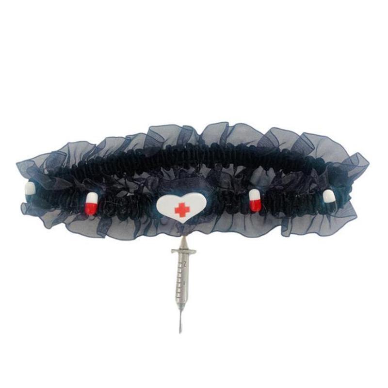 Black Lace Necklace Metal Syringe Pendant Necklace Creative Gothic Jewelry Gifts