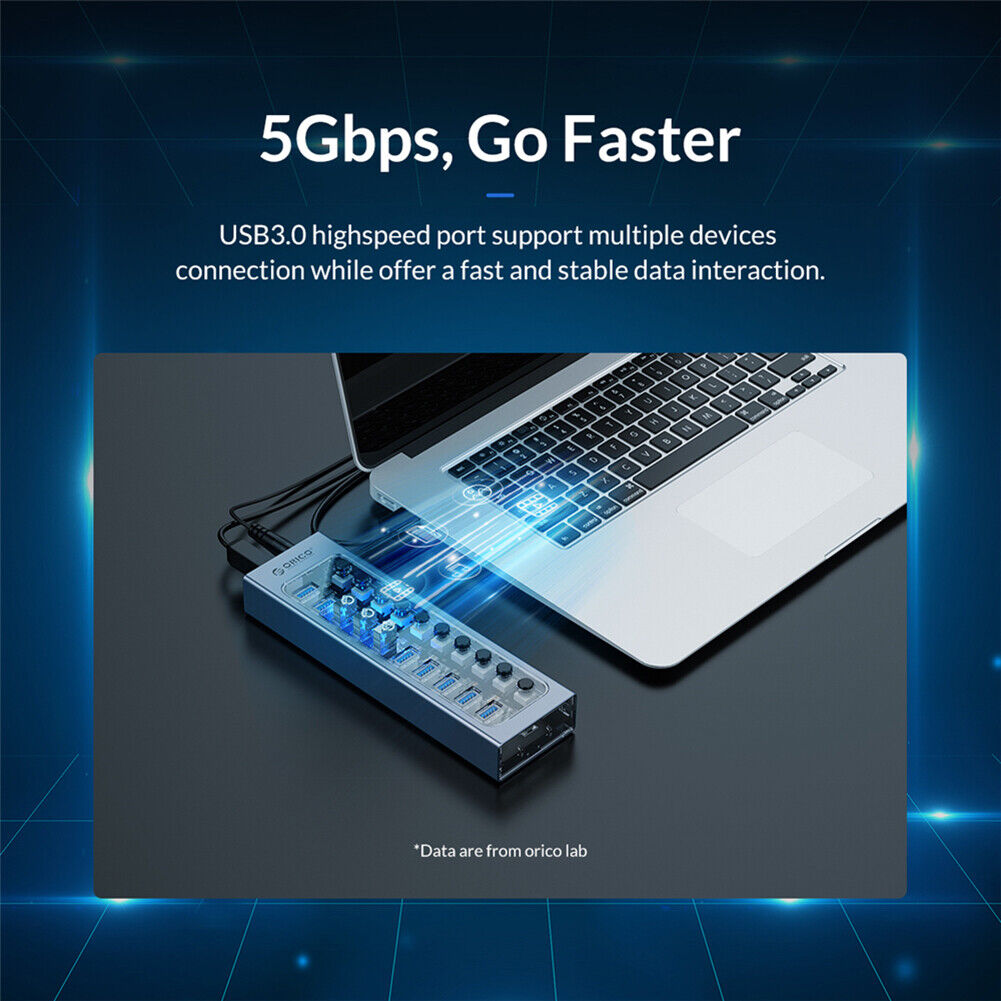 ORICO AT2U3-10AB 5Gbps USB3.0 HUB 10 Ports USB-A Dock Station Splitter (US)
