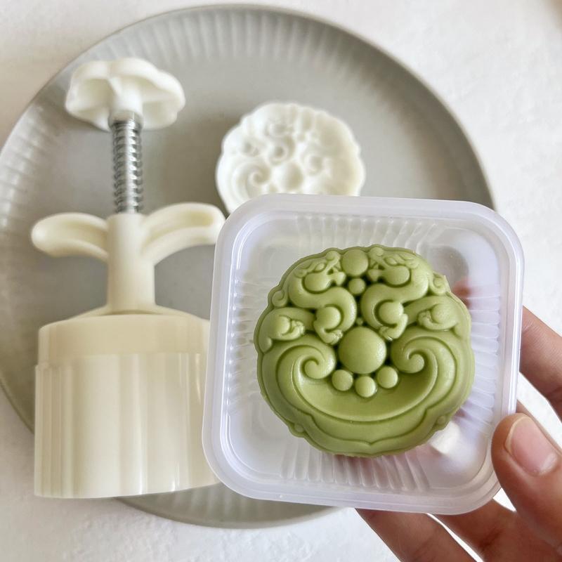 Mooncake Molds Chinese Ruyi Dragon Shape Pastry Stamps Mid-Autumn Mooncake Mould