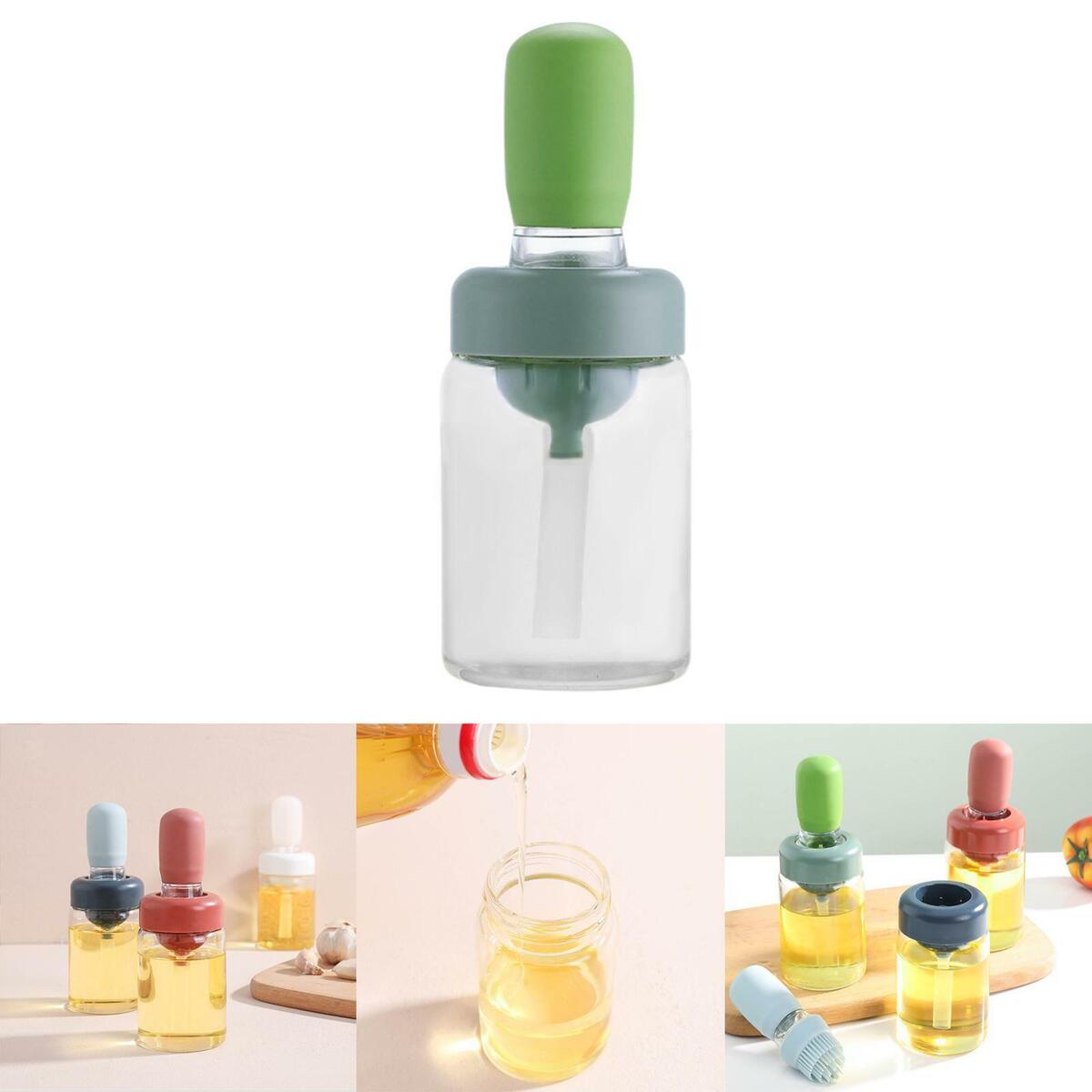 Set of 3  Oil Bottle with Brush for  Pastry Cooking BBQ Sauce