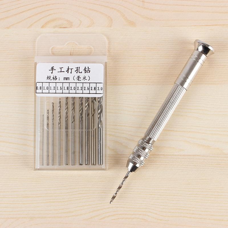 Mini Micro Hand Twist Drill Bits Set 11Pcs Precision Hand Drill Pin Vise Rotary