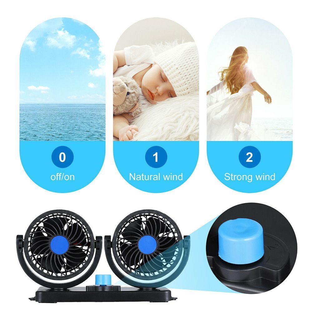 For 12V Double-head Fan Car Air Fan Car Accessories Cooling Air Circulator