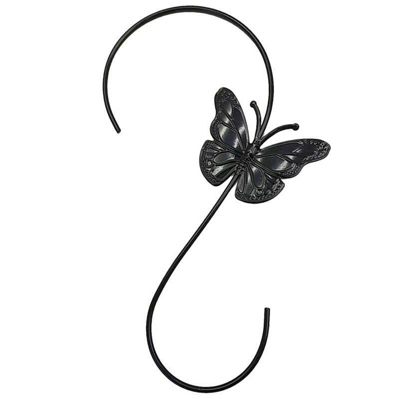 2 Pack S Shaped Hanging Hooks Black Large Metal Hook for Outside Tree Branch