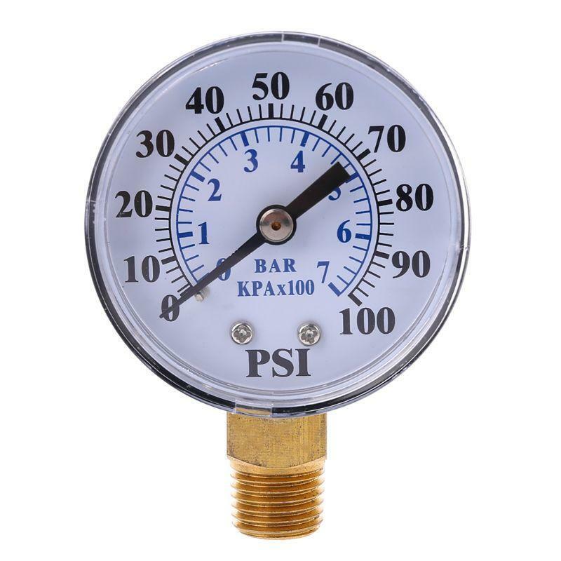 Well Pump Pressure Gauge 1/4'' NPT Thread 0-100 PSI 0-7 Bar Water Air Gas