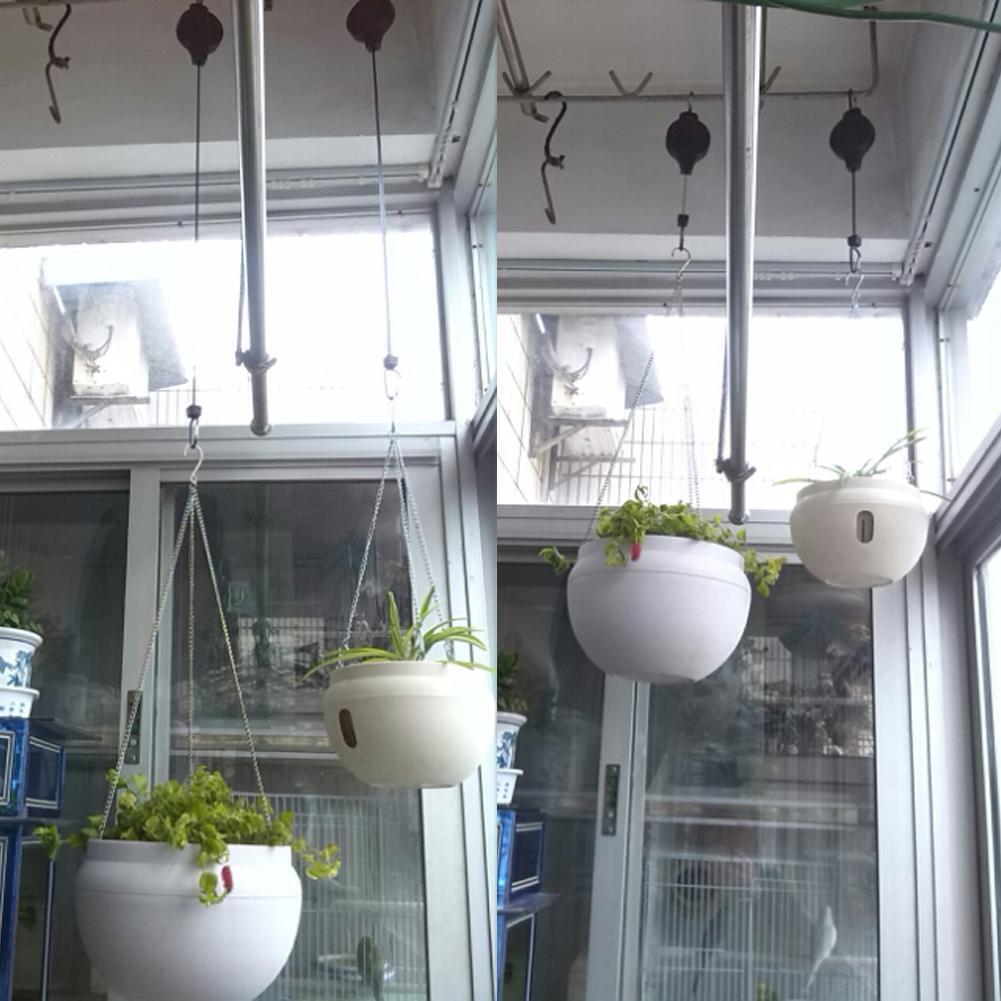 5pcs Retractable Pulley Hanging Basket Pull Down Hanger Garden Baskets Pot