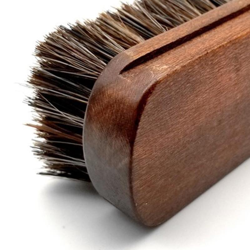 Horsehair Leather Bristles Car Detailing Polishing Buffing Brush with WoodHandle