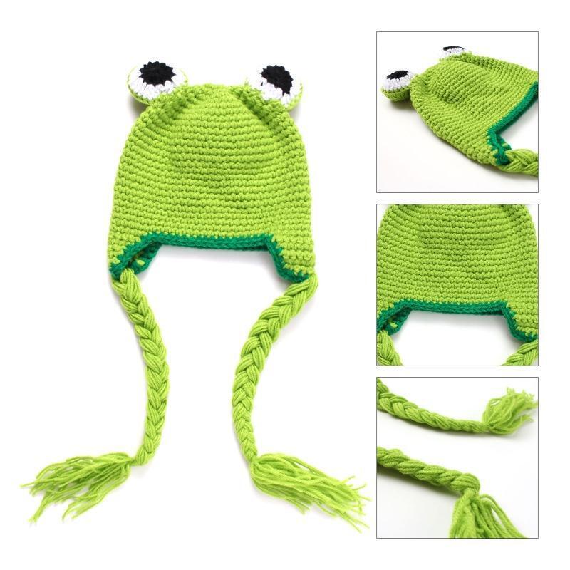 Fun Frog Eyes Baby Costume Hats Christmas Gift Warm Soft Crochet Bucket Hat