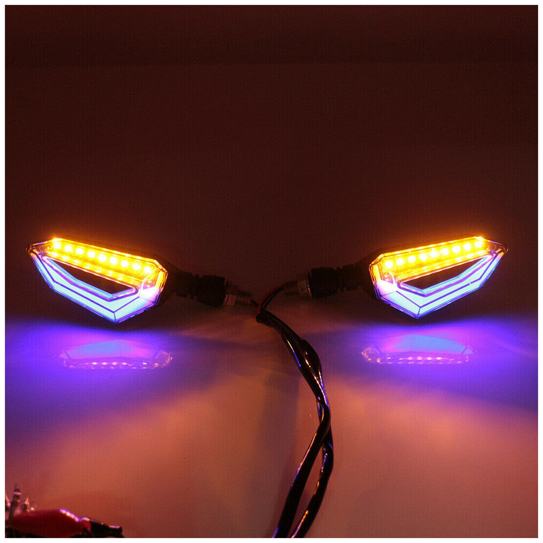 2x Motorcycle Flasher LED Turn Signal Lights Amber Blue Blinker DRL Universal