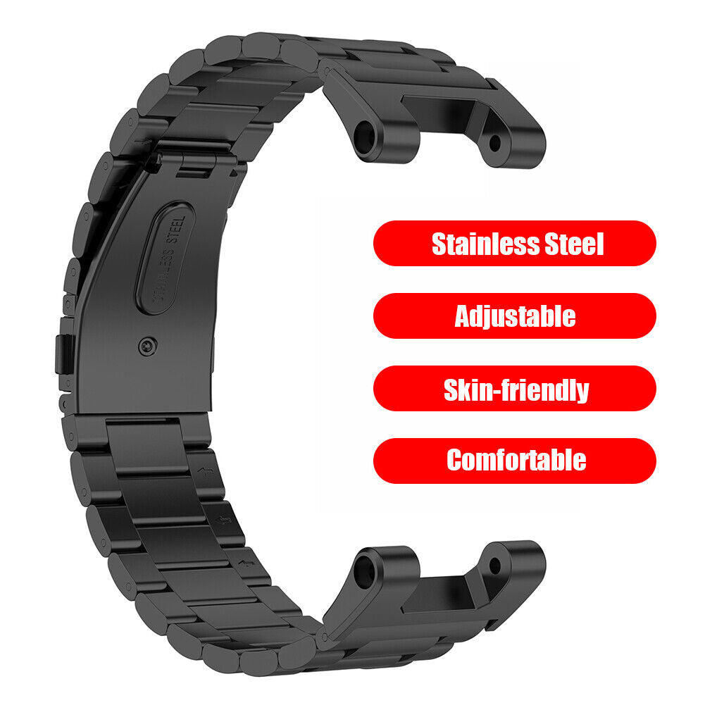 Stainless Steel Smart Watch Strap for Huami Amazfit T-Rex Band (Black)