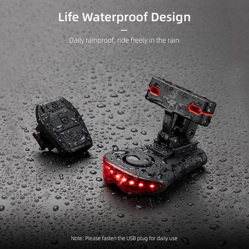 Wireless Remote Control Bike Tail Light Rechargeable Anti-Theft Alarm Lamp